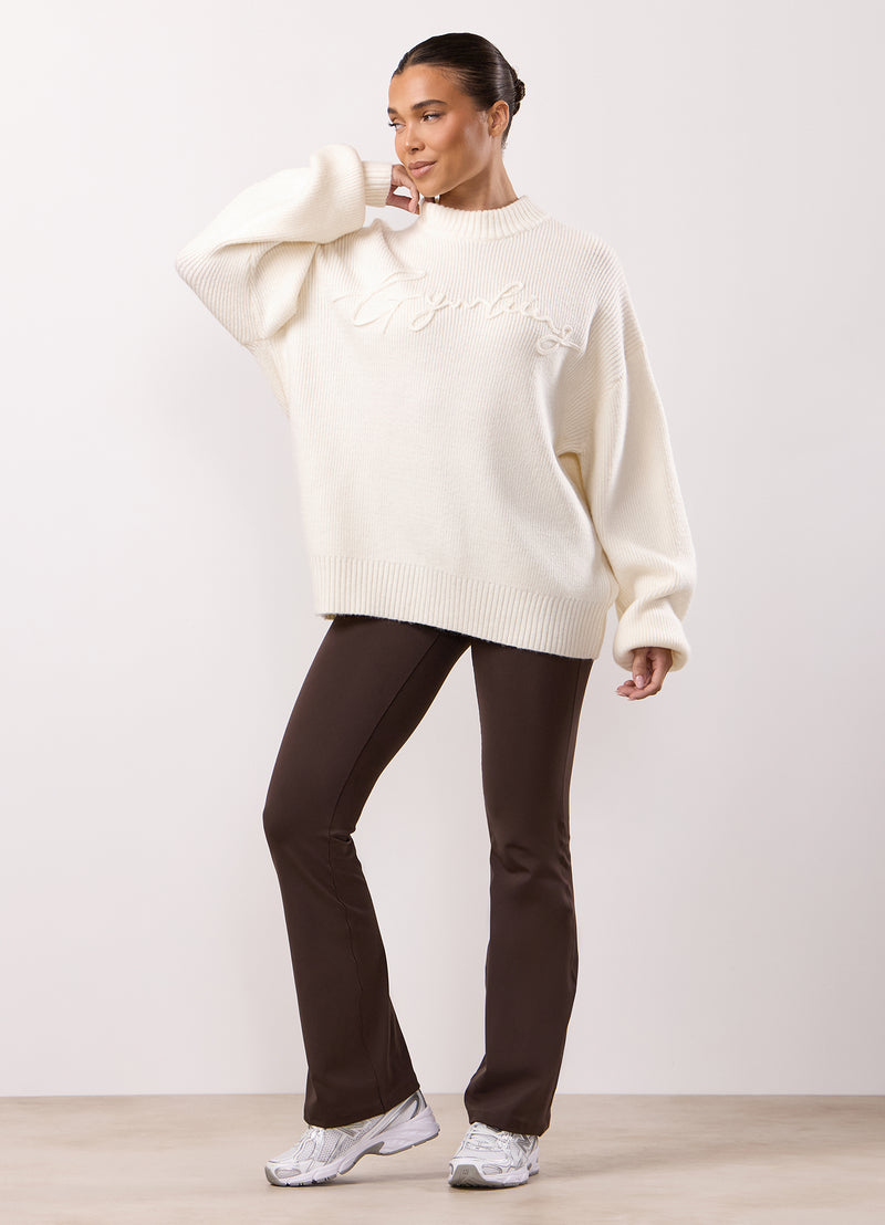 Gym King Rib Knit Sweatshirt - Cream