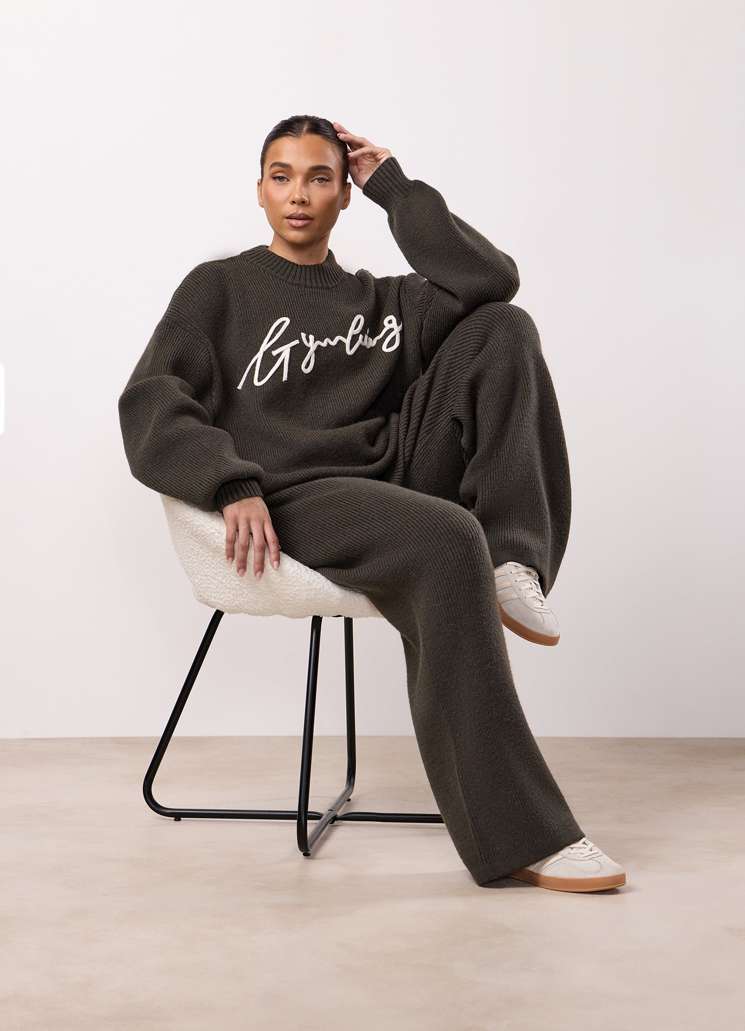 Gym King Rib Knit Trouser - Warm Khaki