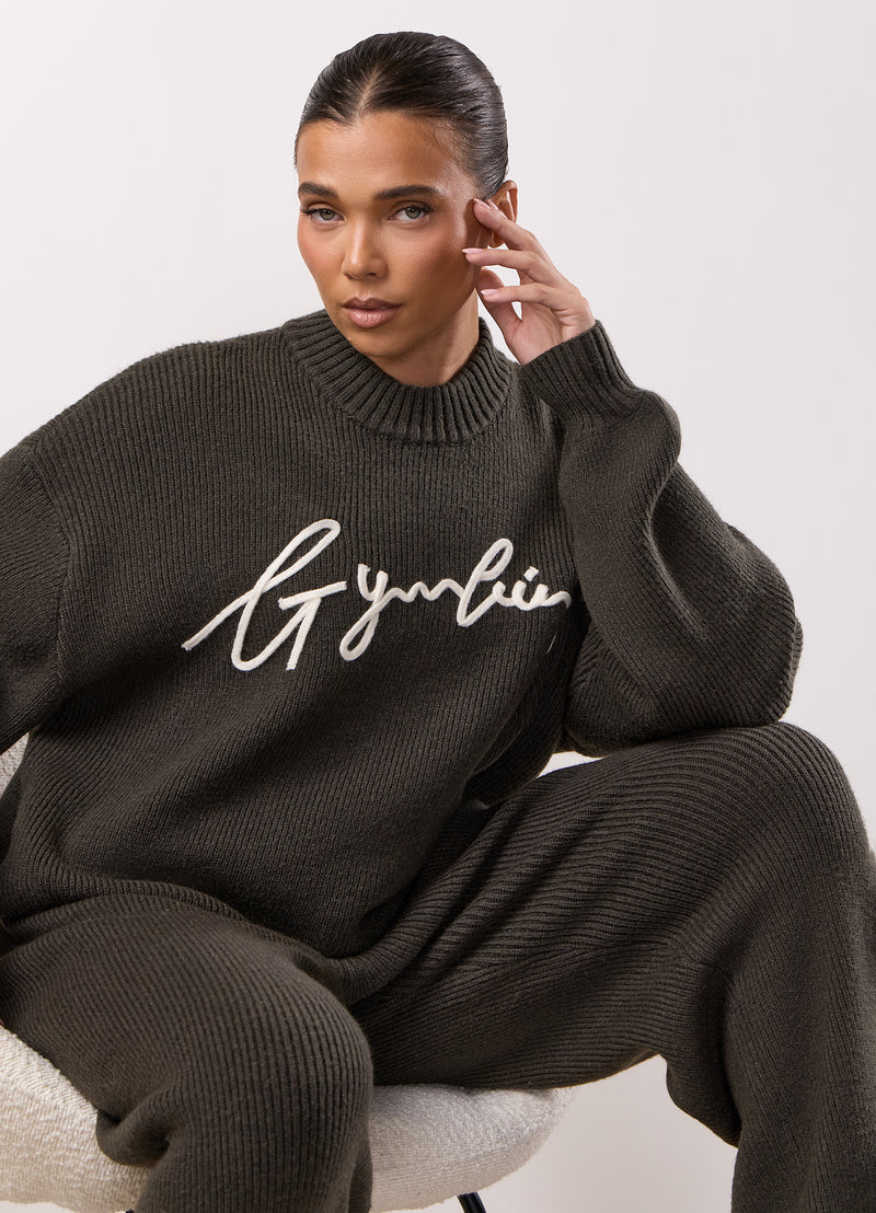 Gym King Rib Knit Sweatshirt - Warm Khaki