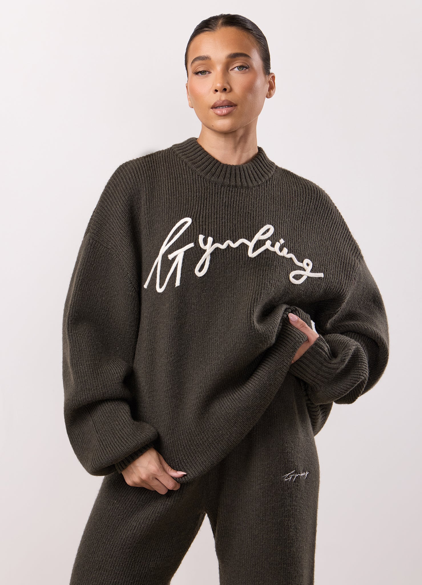 Gym King Rib Knit Sweatshirt - Warm Khaki