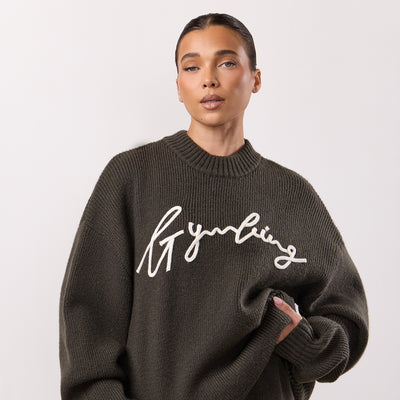 Gym King Rib Knit Sweatshirt - Warm Khaki