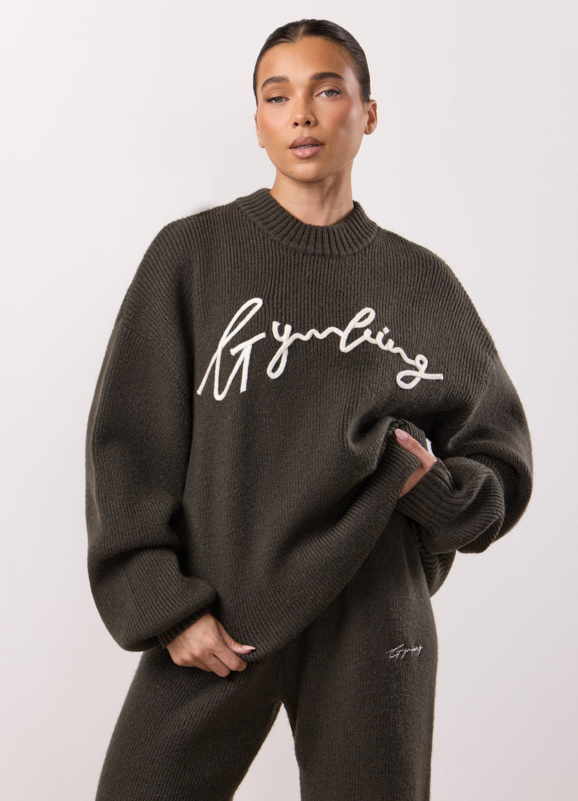 Gym King Rib Knit Sweatshirt - Warm Khaki
