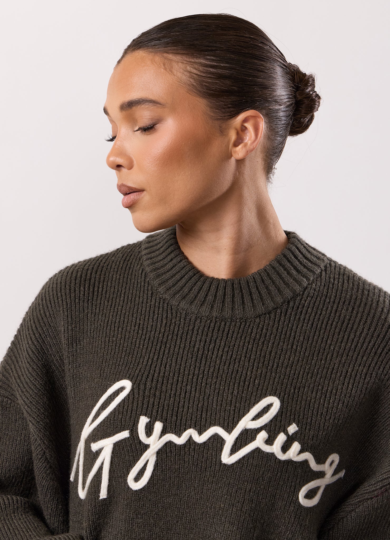 Gym King Rib Knit Crew Set - Warm Khaki