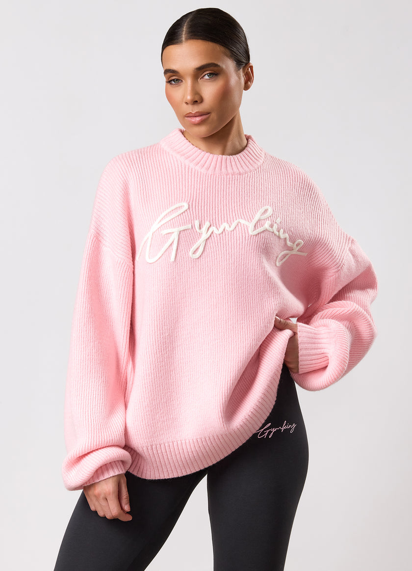 Gym King Rib Knit Sweatshirt - Peach Blush