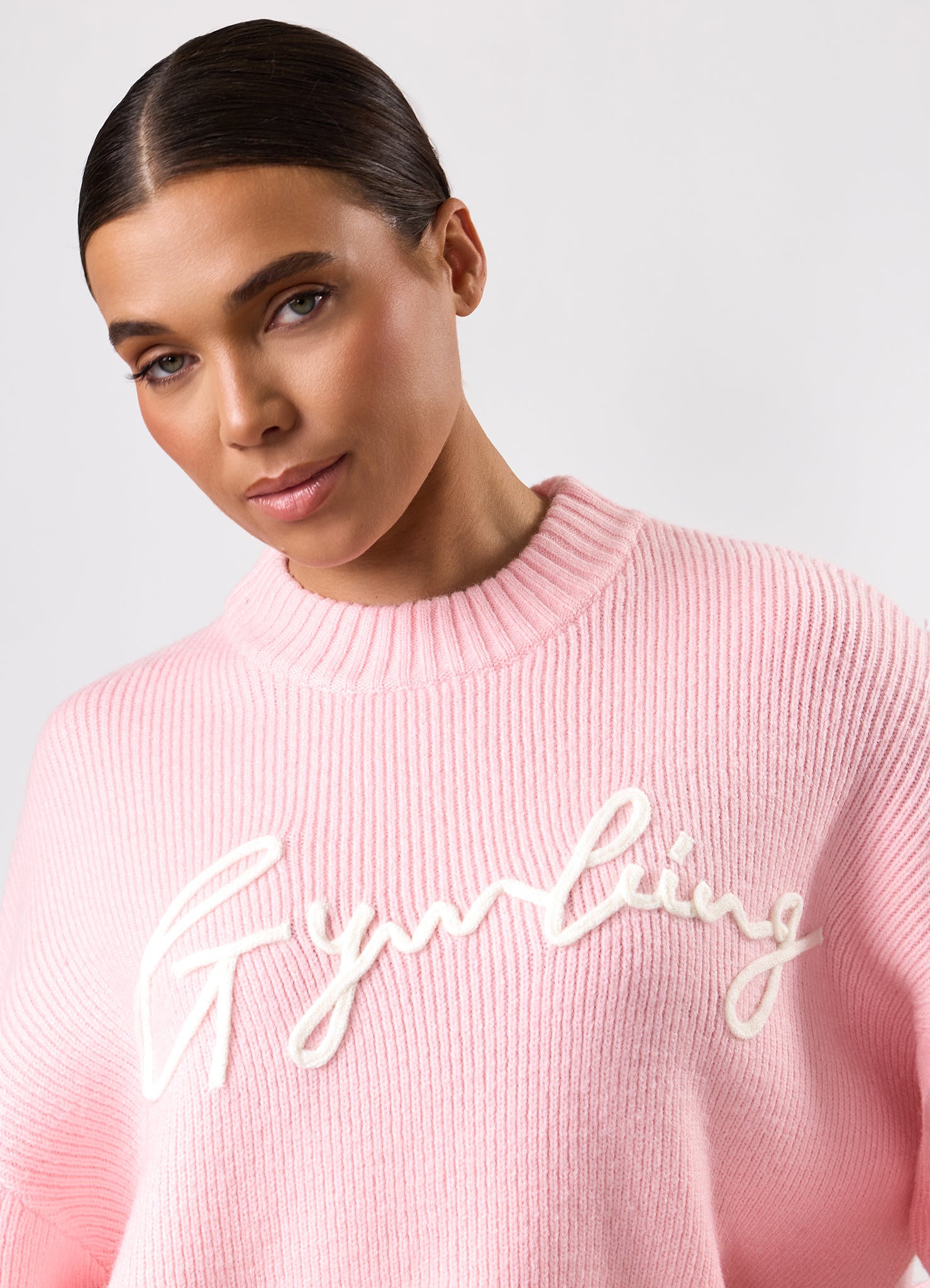 Gym King Rib Knit Sweatshirt - Peach Blush