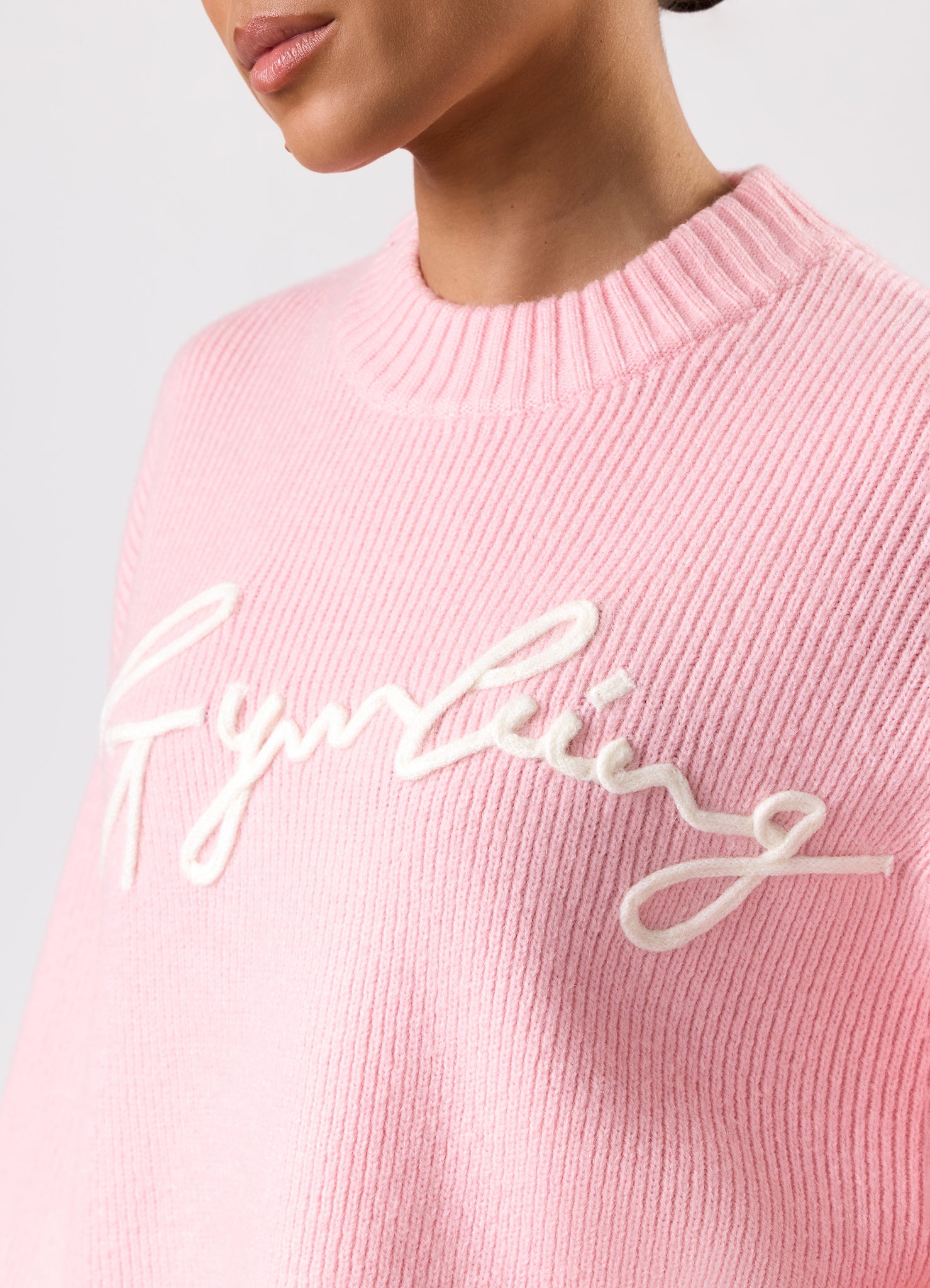 Gym King Rib Knit Sweatshirt - Peach Blush