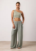 Gym King Asymmetric Crop - Dusky Sage