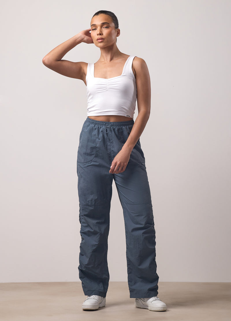 Gym King Ruched Woven Cargo Trouser - Storm Blue