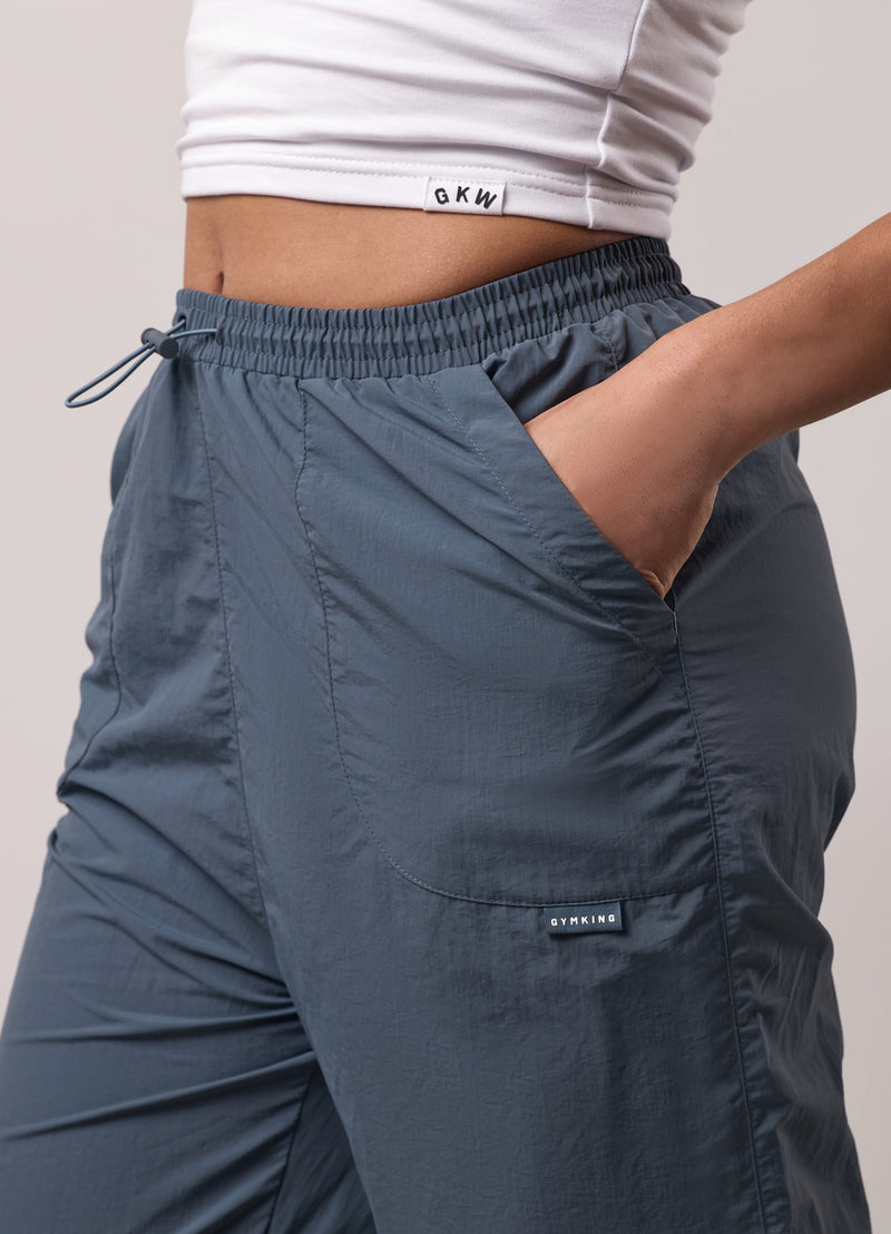 Gym King Ruched Woven Cargo Trouser - Storm Blue