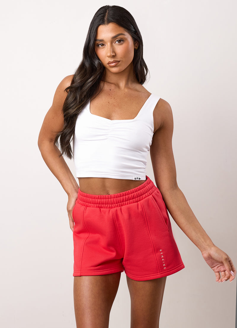 Gym King Ruched Jersey Vest - White