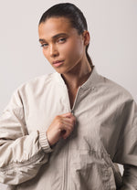 Gym King Ruched Woven Bomber Tracksuit - Light Stone