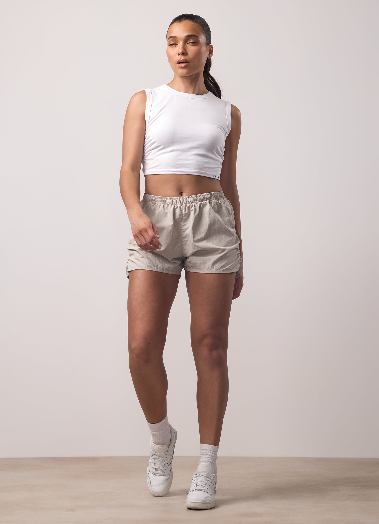 Gym King Ruched Jersey Tank - White
