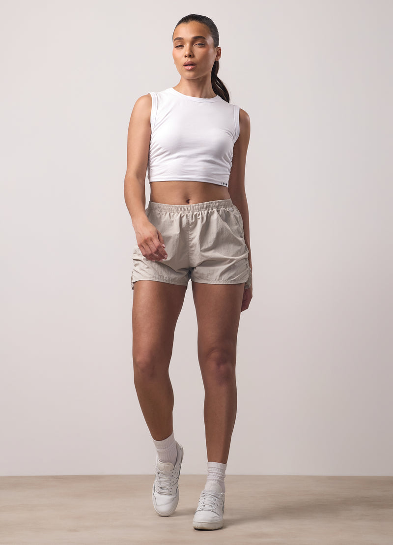 Gym King Ruched Jersey Tank - White