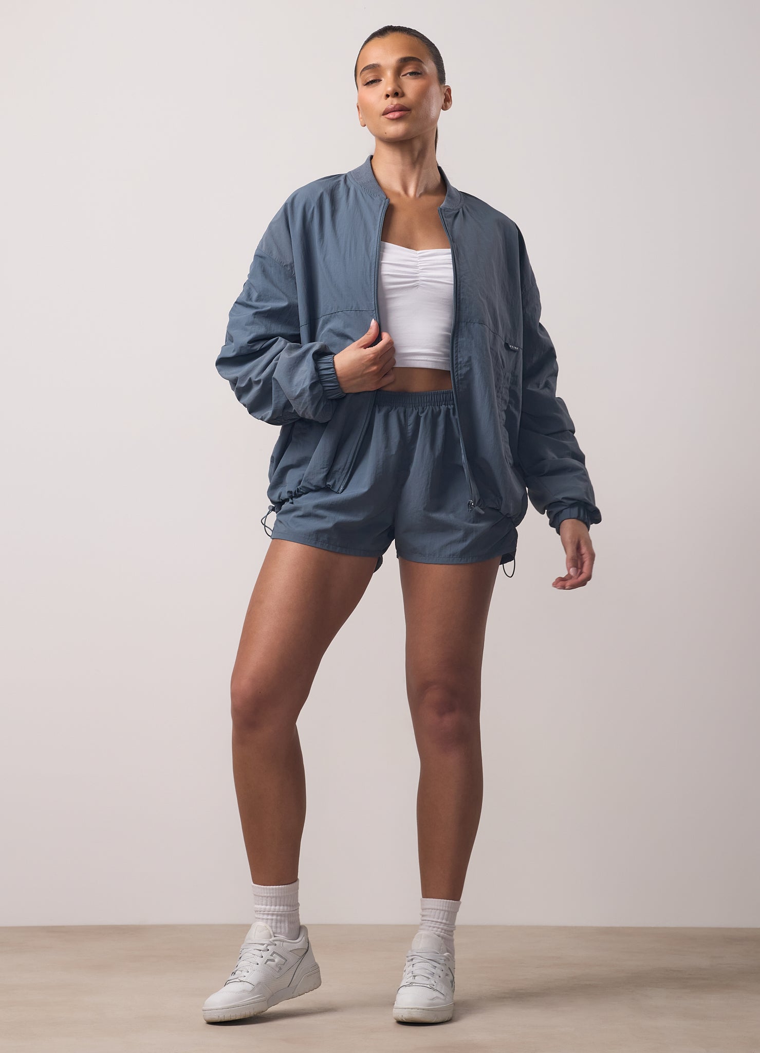 Gym King Ruched Woven Short - Storm Blue