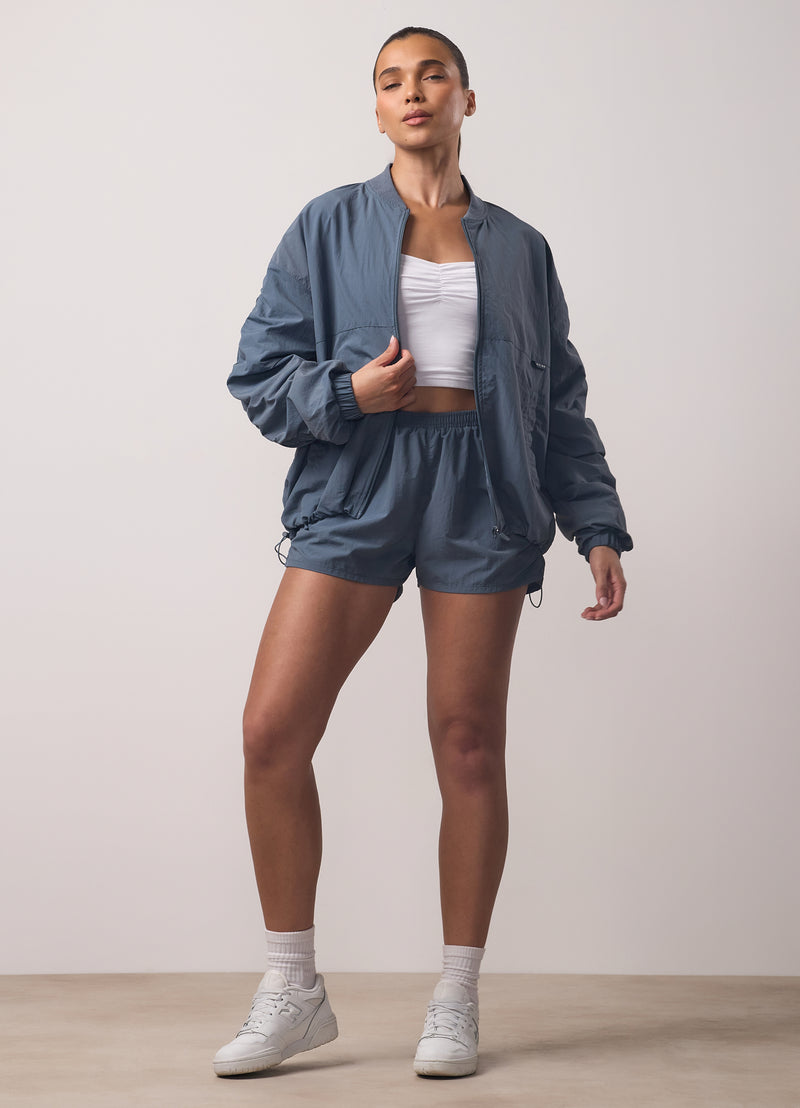 Gym King Ruched Woven Short - Storm Blue