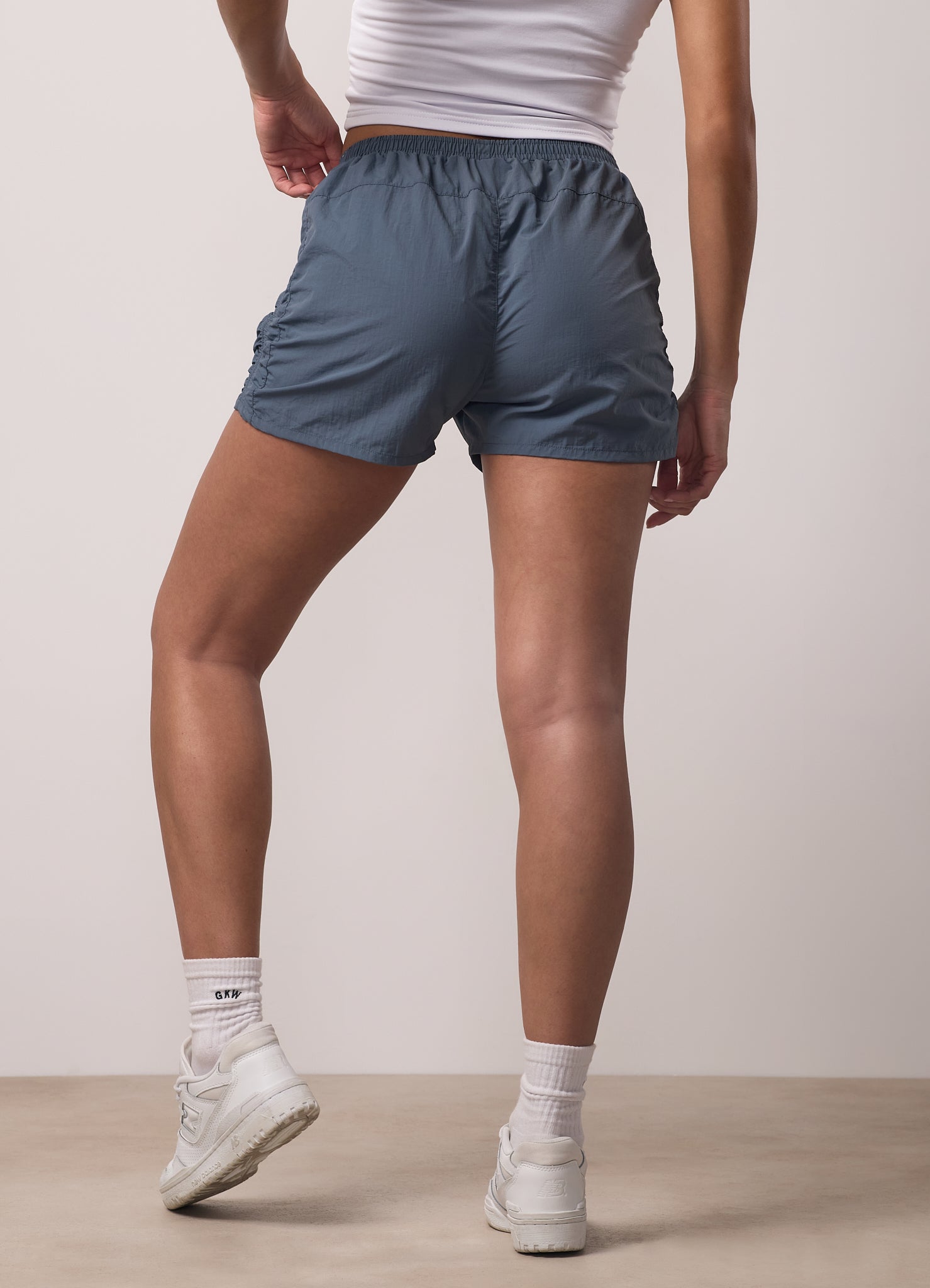 Gym King Ruched Woven Short - Storm Blue
