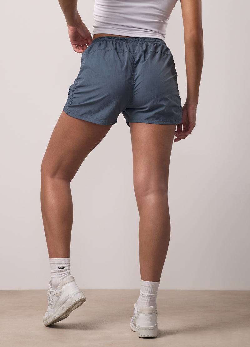 Gym King Ruched Woven Short - Storm Blue