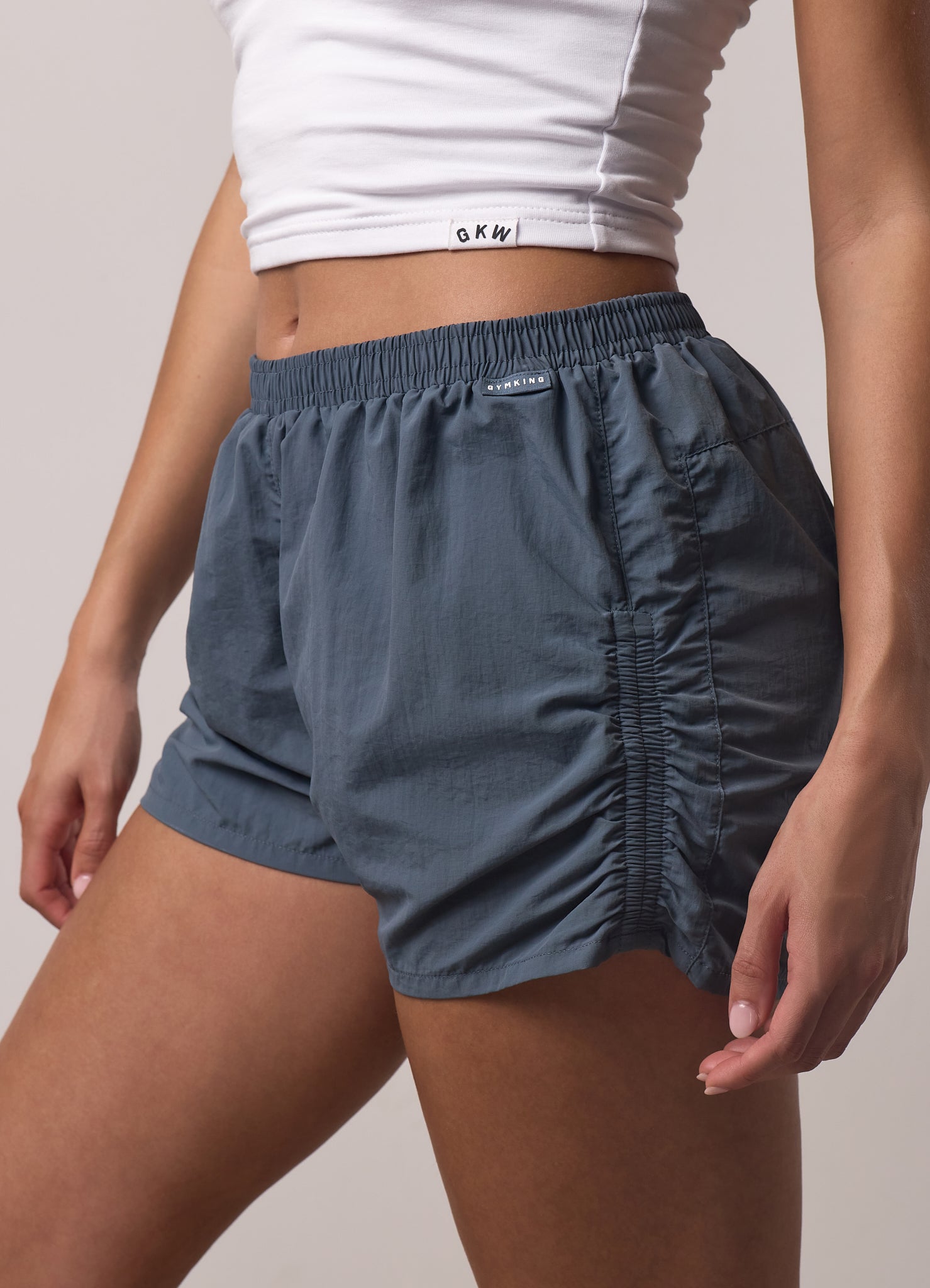 Gym King Ruched Woven Short - Storm Blue