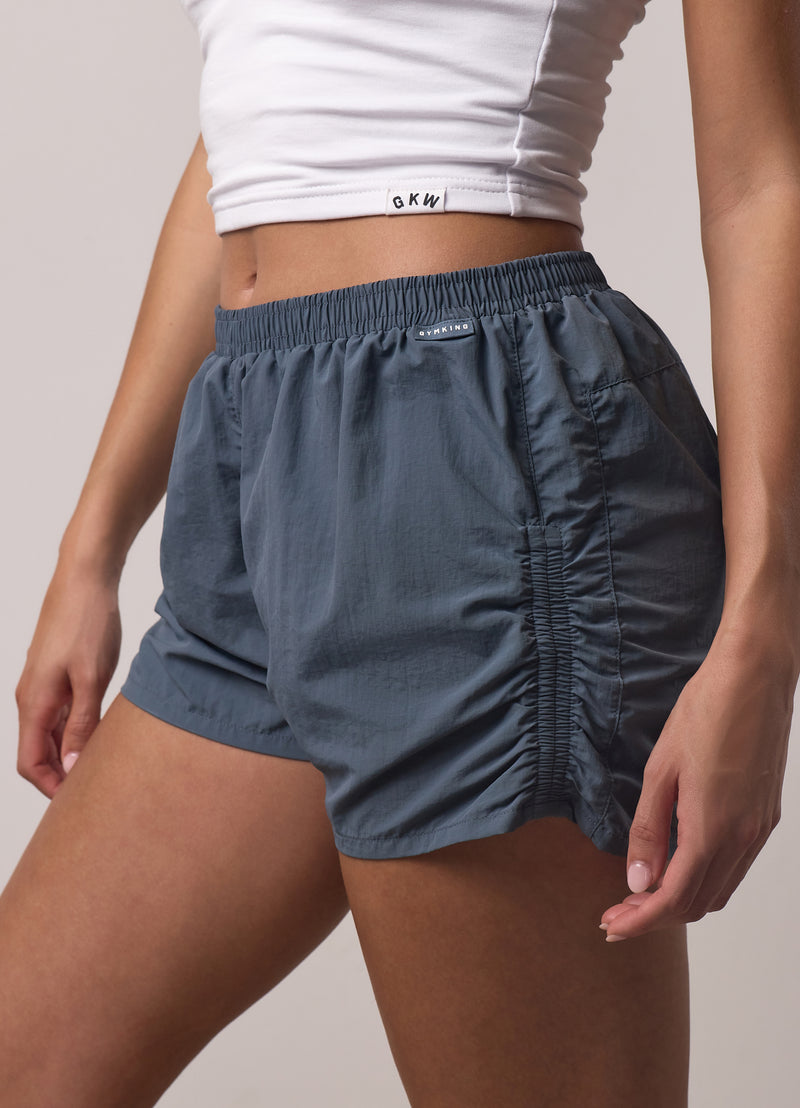 Gym King Ruched Woven Short - Storm Blue