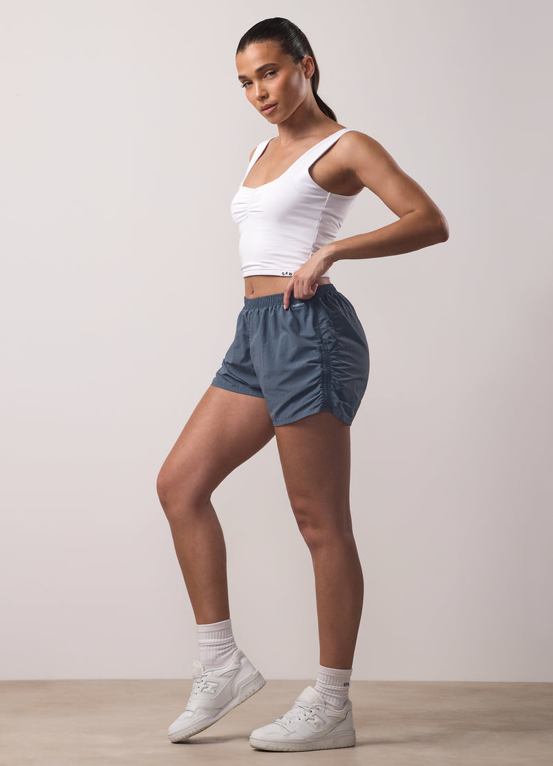 Gym King Ruched Woven Short - Storm Blue