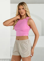Gym King Ruched Woven Short - Light Stone