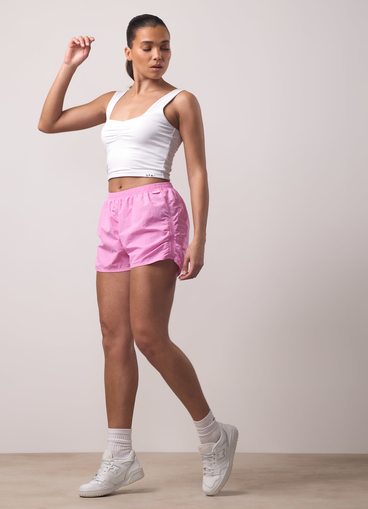 Gym King Ruched Woven Short - Bubblegum Pink