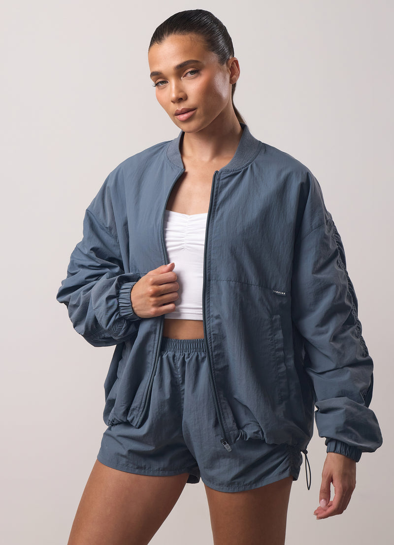 Gym King Ruched Woven Bomber - Storm Blue