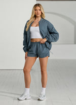 Gym King Ruched Woven Bomber - Storm Blue