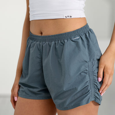 Gym King Ruched Woven Short - Storm Blue