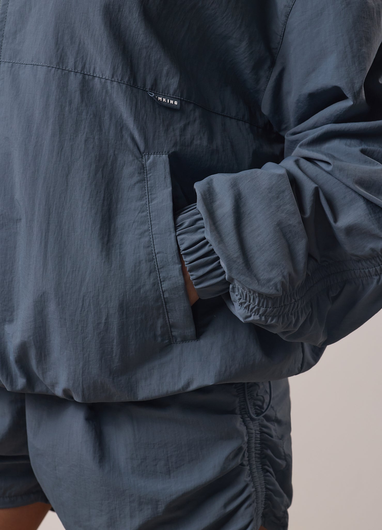 Gym King Ruched Woven Bomber - Storm Blue