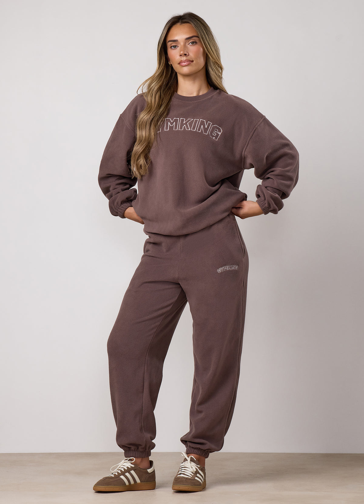 Gym King Sanctuary Polar Fleece Tracksuit Set - Deep Mocha