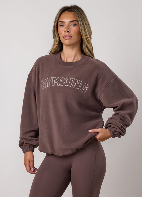 Gym King Sanctuary Polar Fleece Crew - Deep Mocha