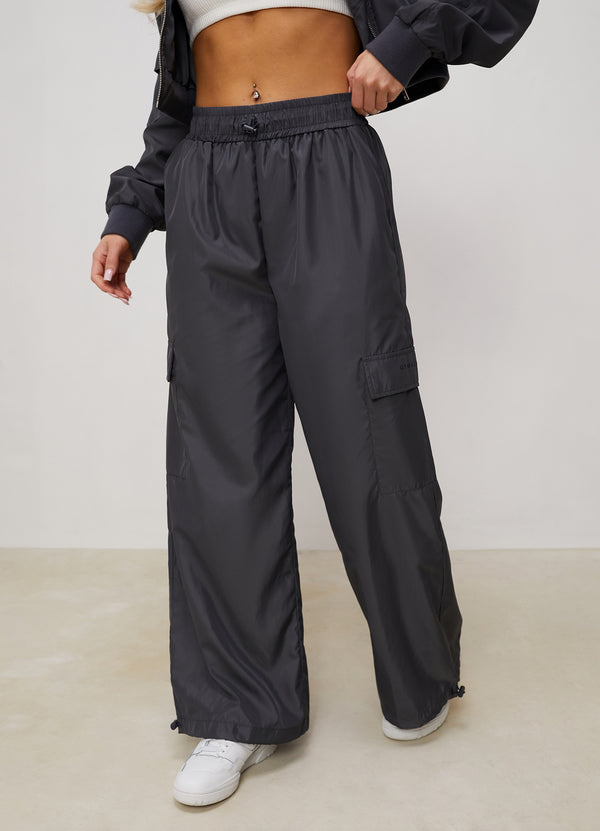 Gym King Satin Cargo Pants - Graphite