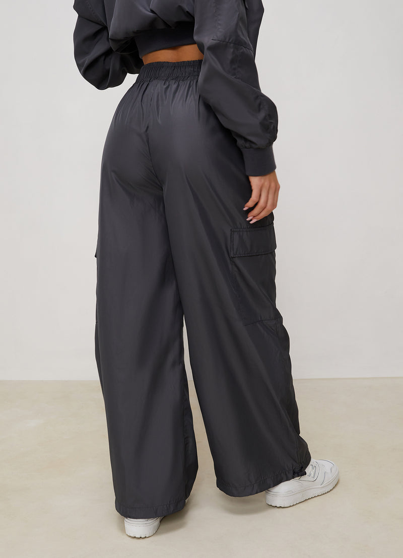 Gym King Satin Cargo Pants - Graphite