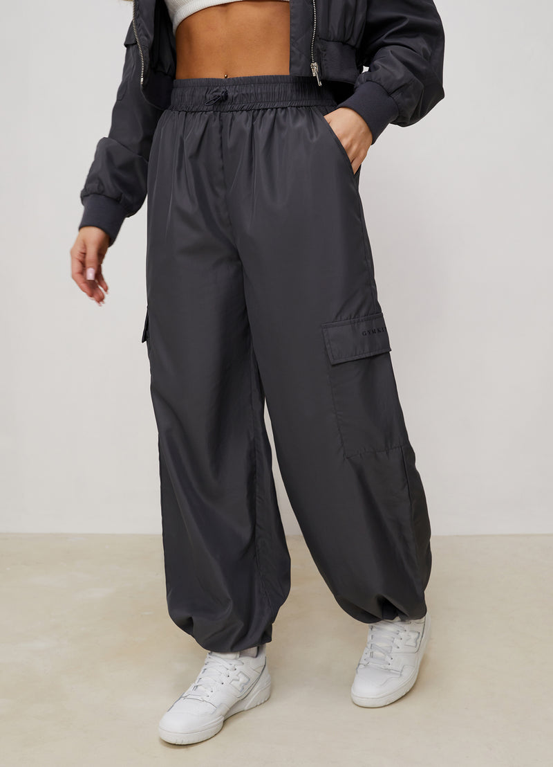 Gym King Satin Cargo Pants - Graphite