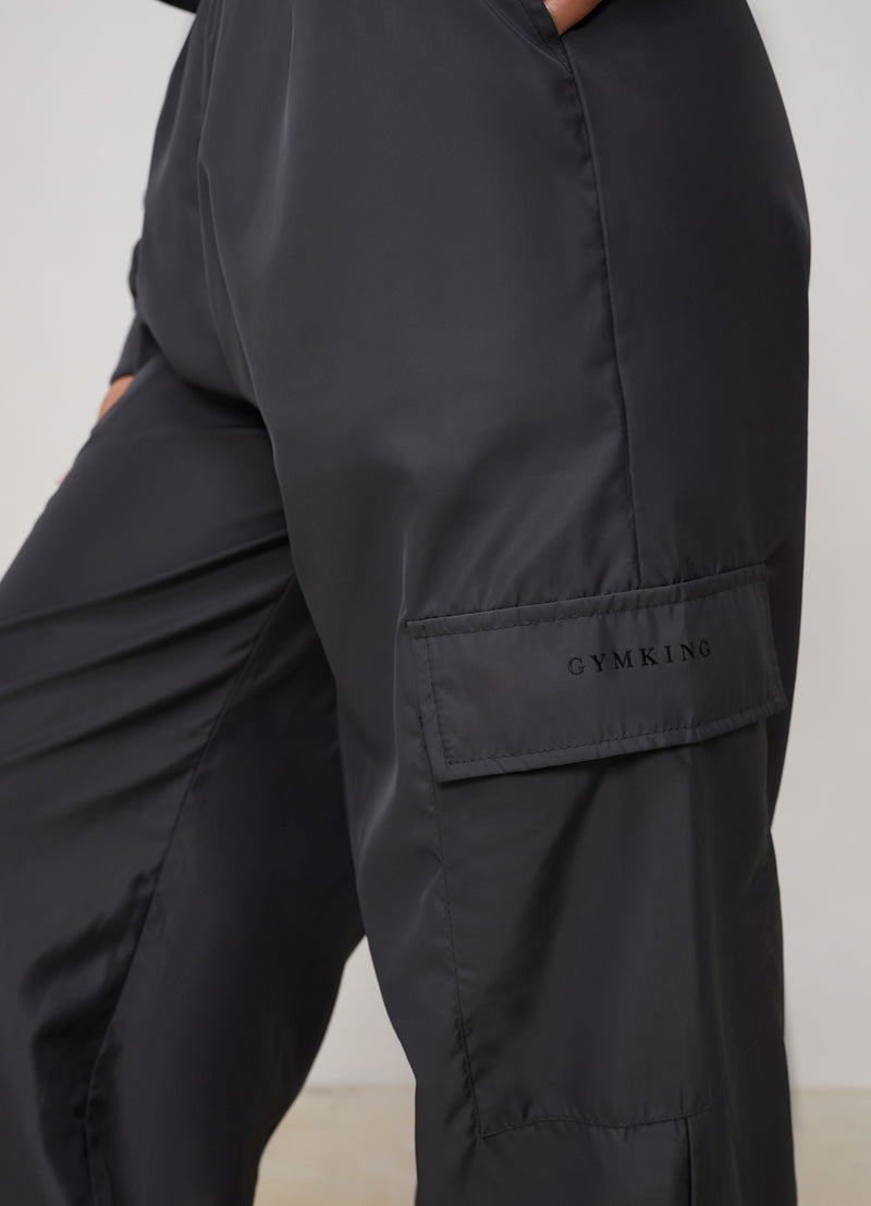 Gym King Satin Cargo Pants - Graphite