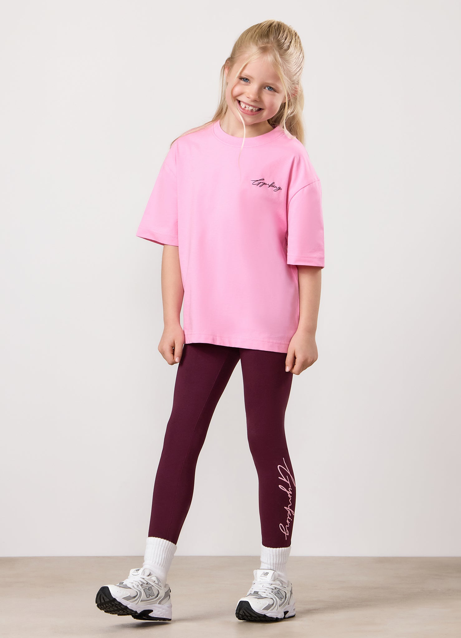 Gym King Kids Script Boyfriend Tee - Candy Pink