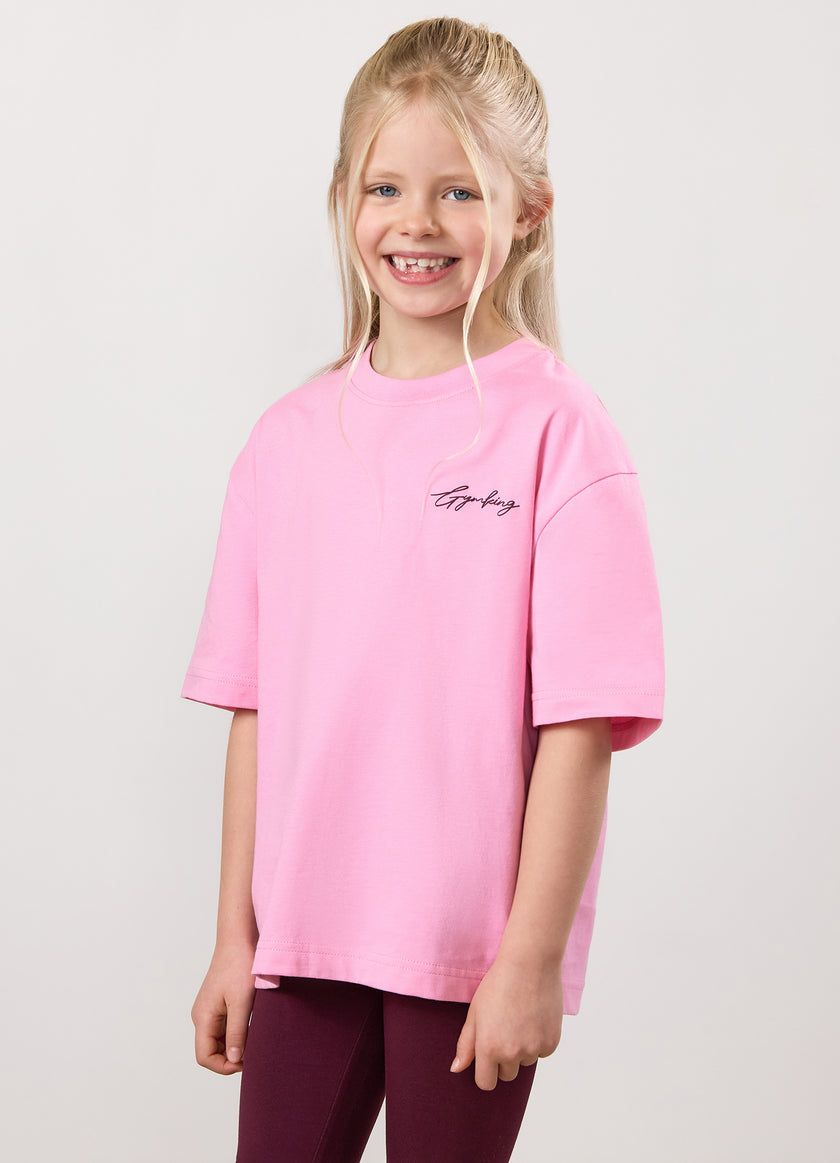 Gym King Kids Script Boyfriend Tee - Candy Pink