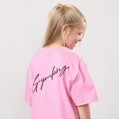 Gym King Kids Script Boyfriend Tee - Candy Pink