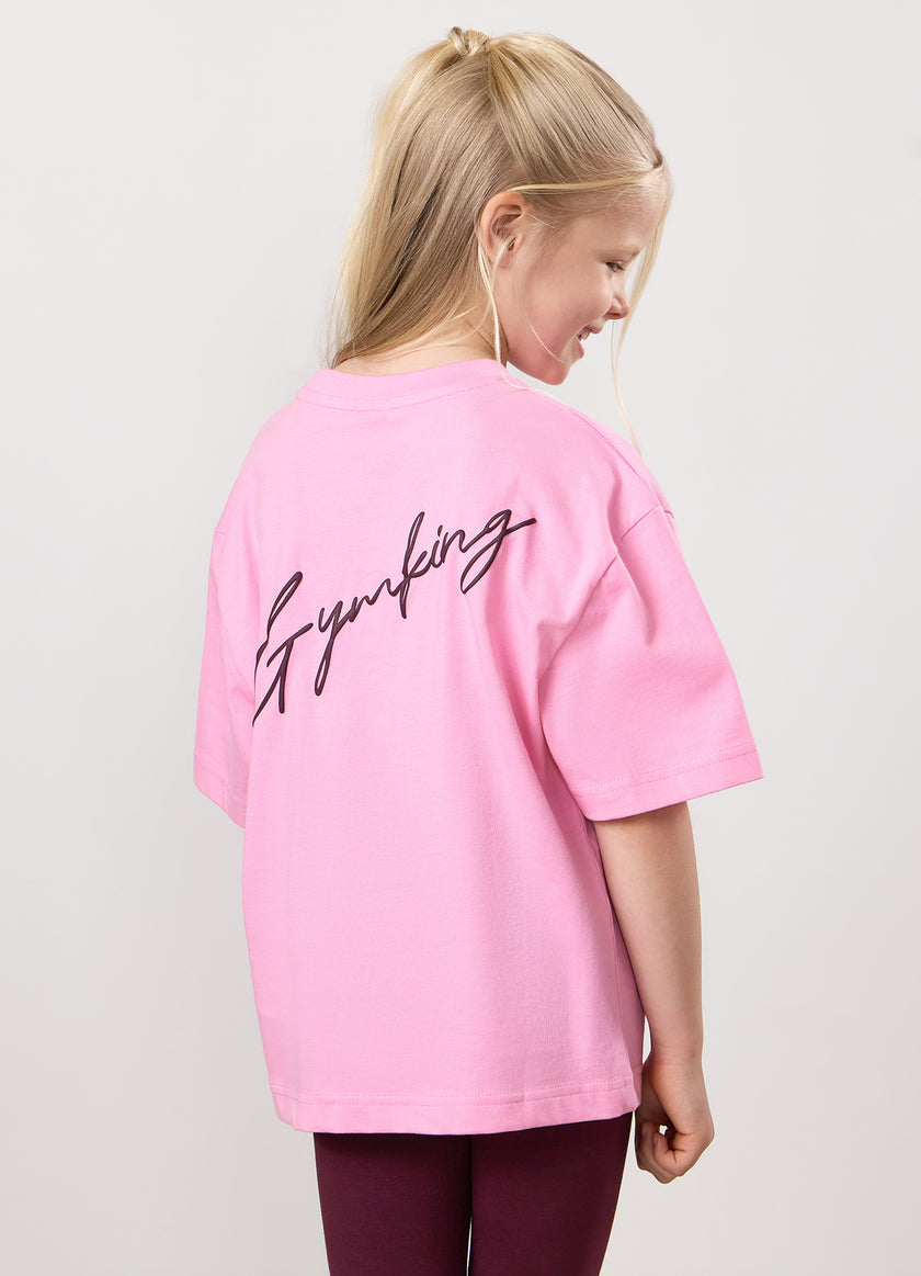 Gym King Kids Script Boyfriend Tee - Candy Pink