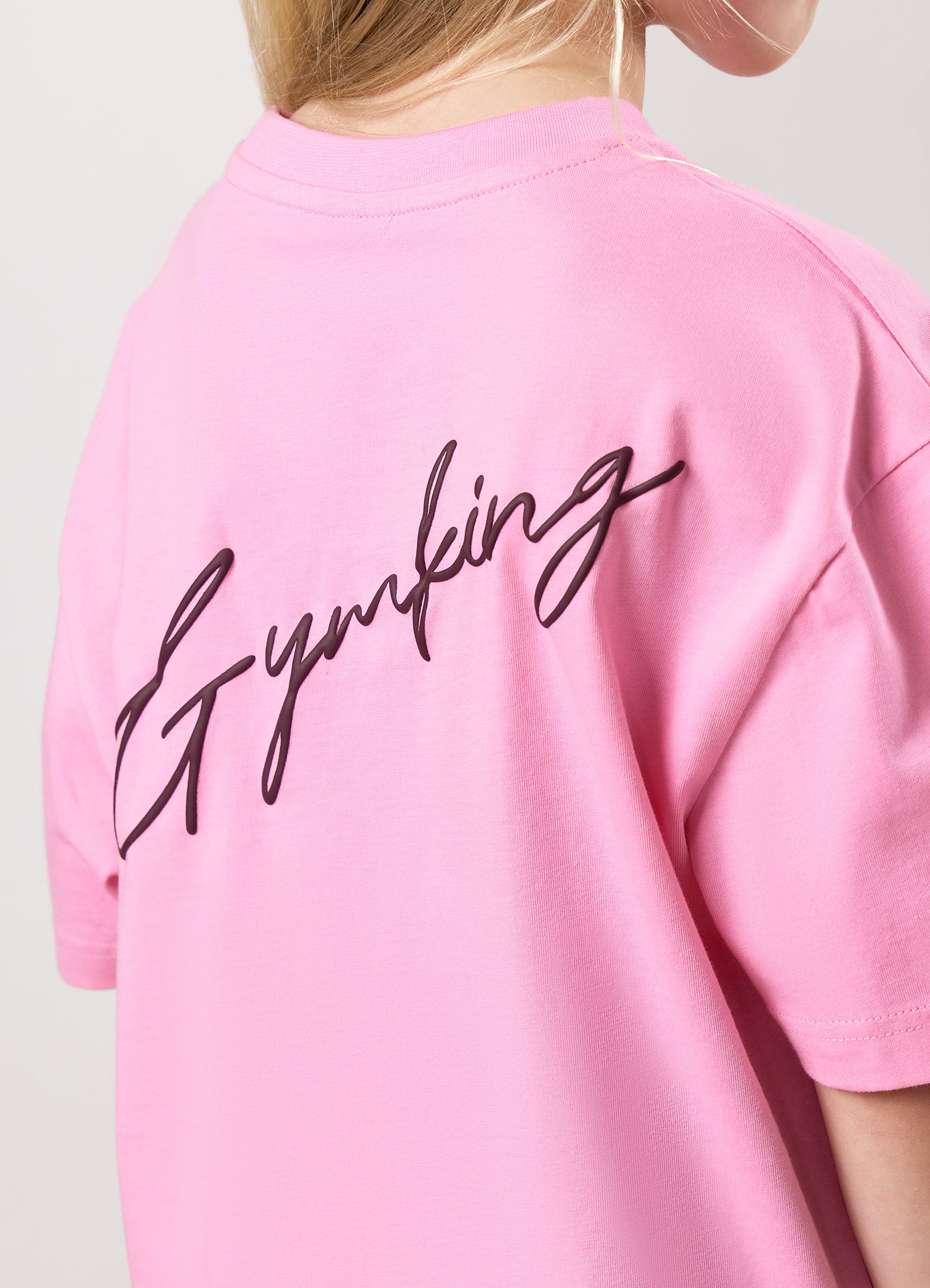 Gym King Kids Script Boyfriend Tee - Candy Pink