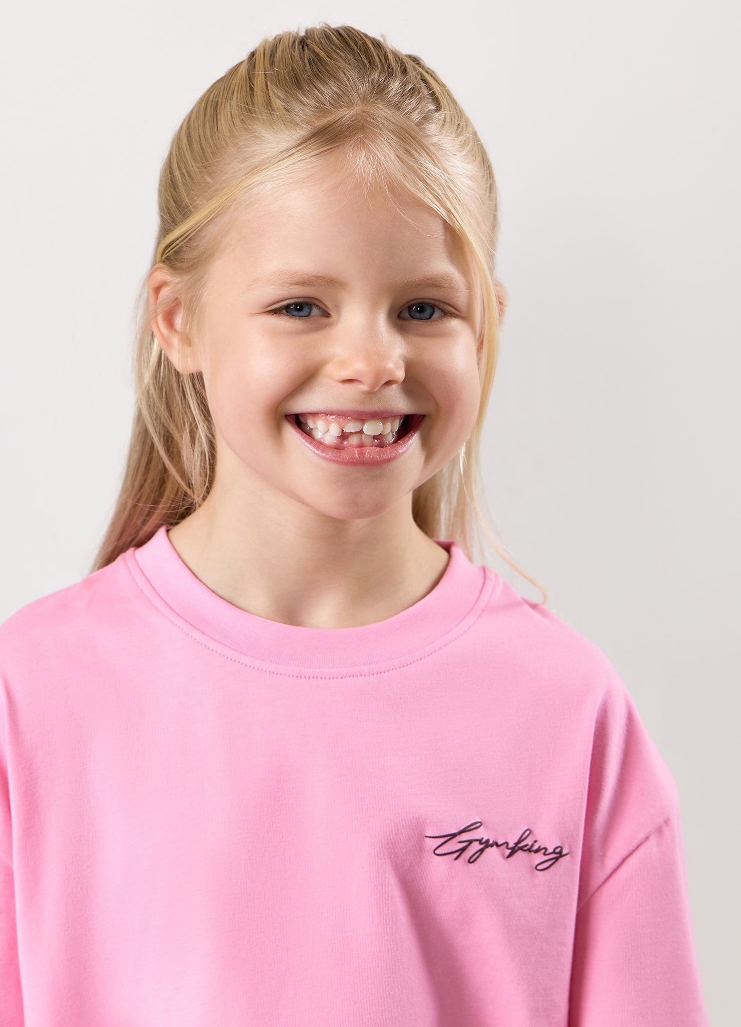 Gym King Kids Script Boyfriend Tee - Candy Pink