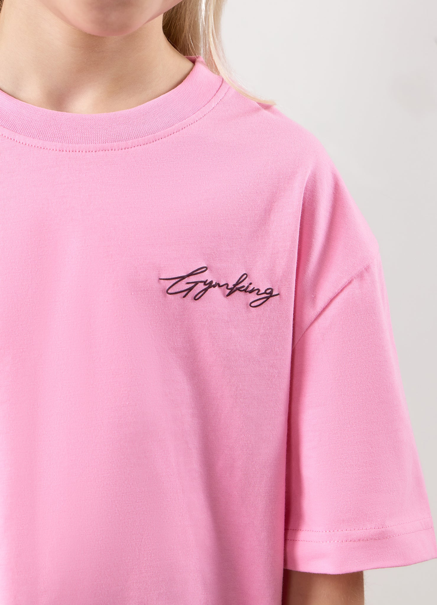 Gym King Kids Script Boyfriend Tee - Candy Pink