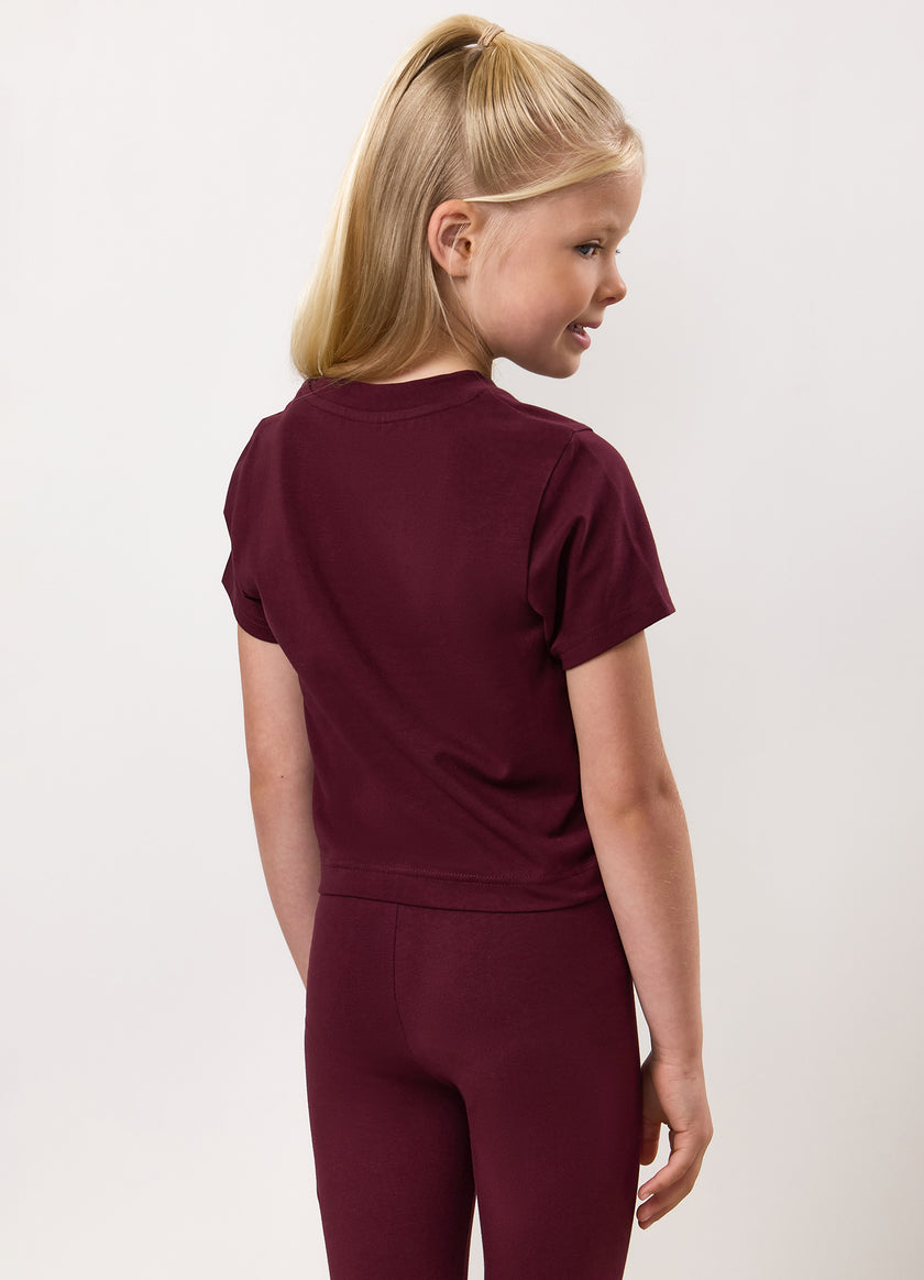 Gym King Kids Script Cap Sleeve Tee - Fig/White