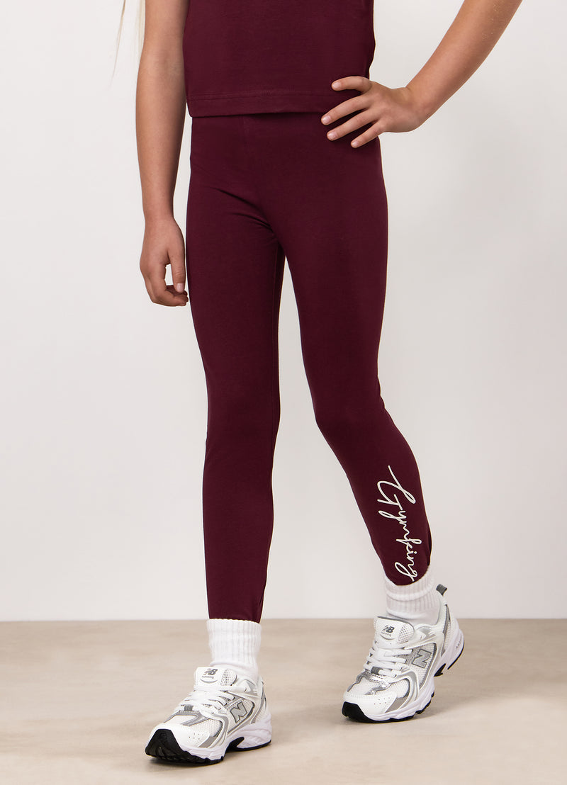 Gym King Kids Script Jersey Legging - Fig