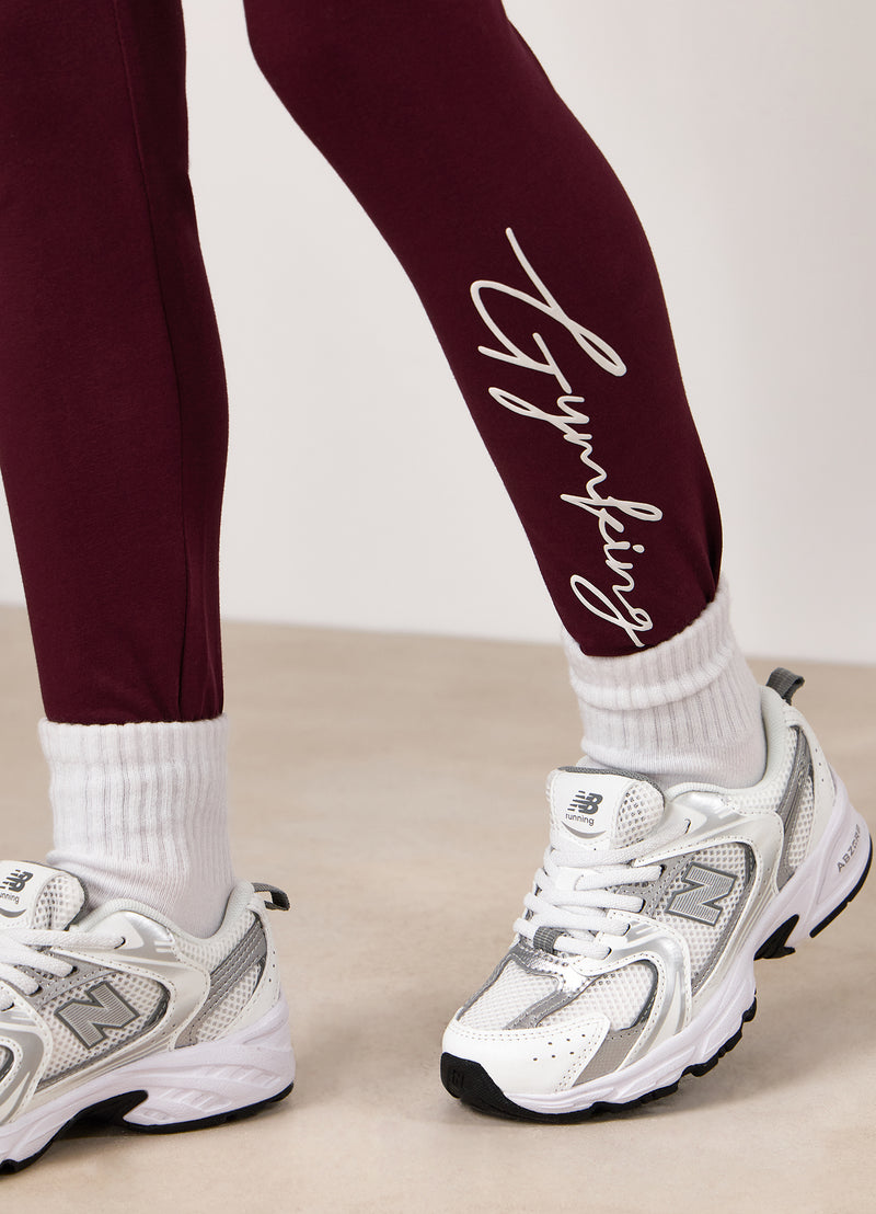 Gym King Kids Script Jersey Legging - Fig