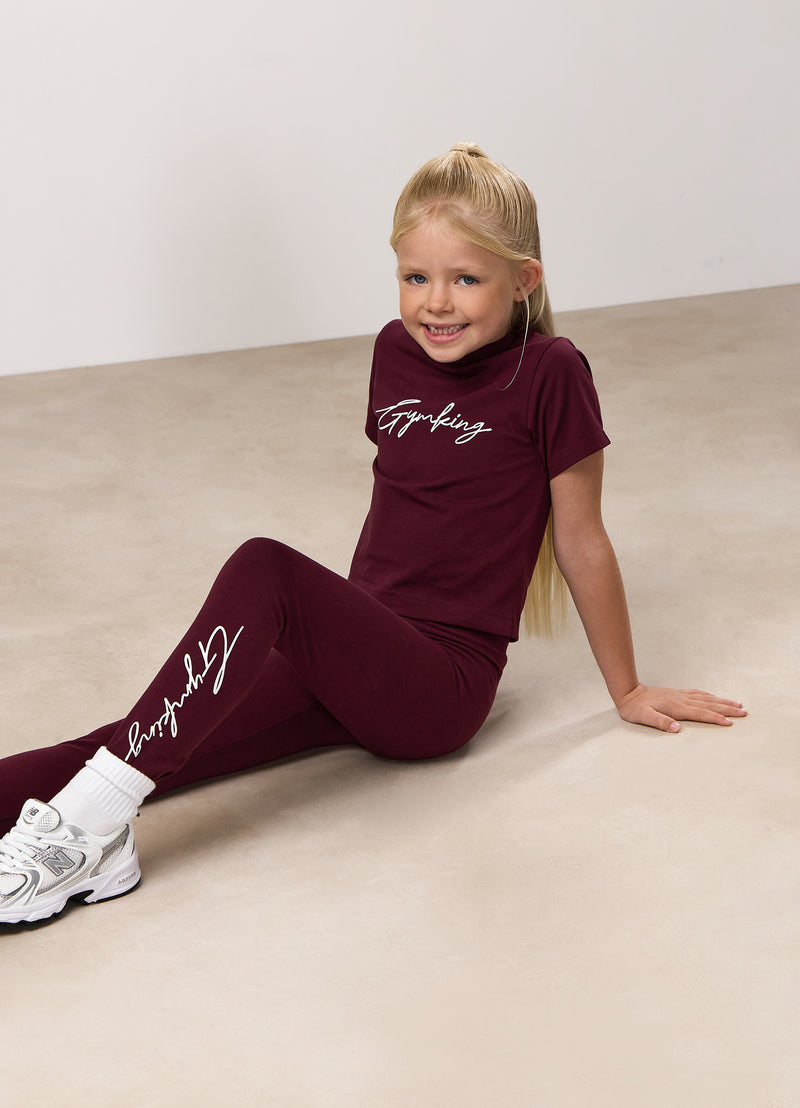 Gym King Kids Script Jersey Legging - Fig