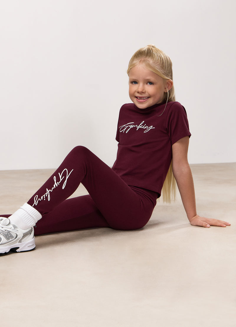 Gym King Kids Script Jersey Legging - Fig