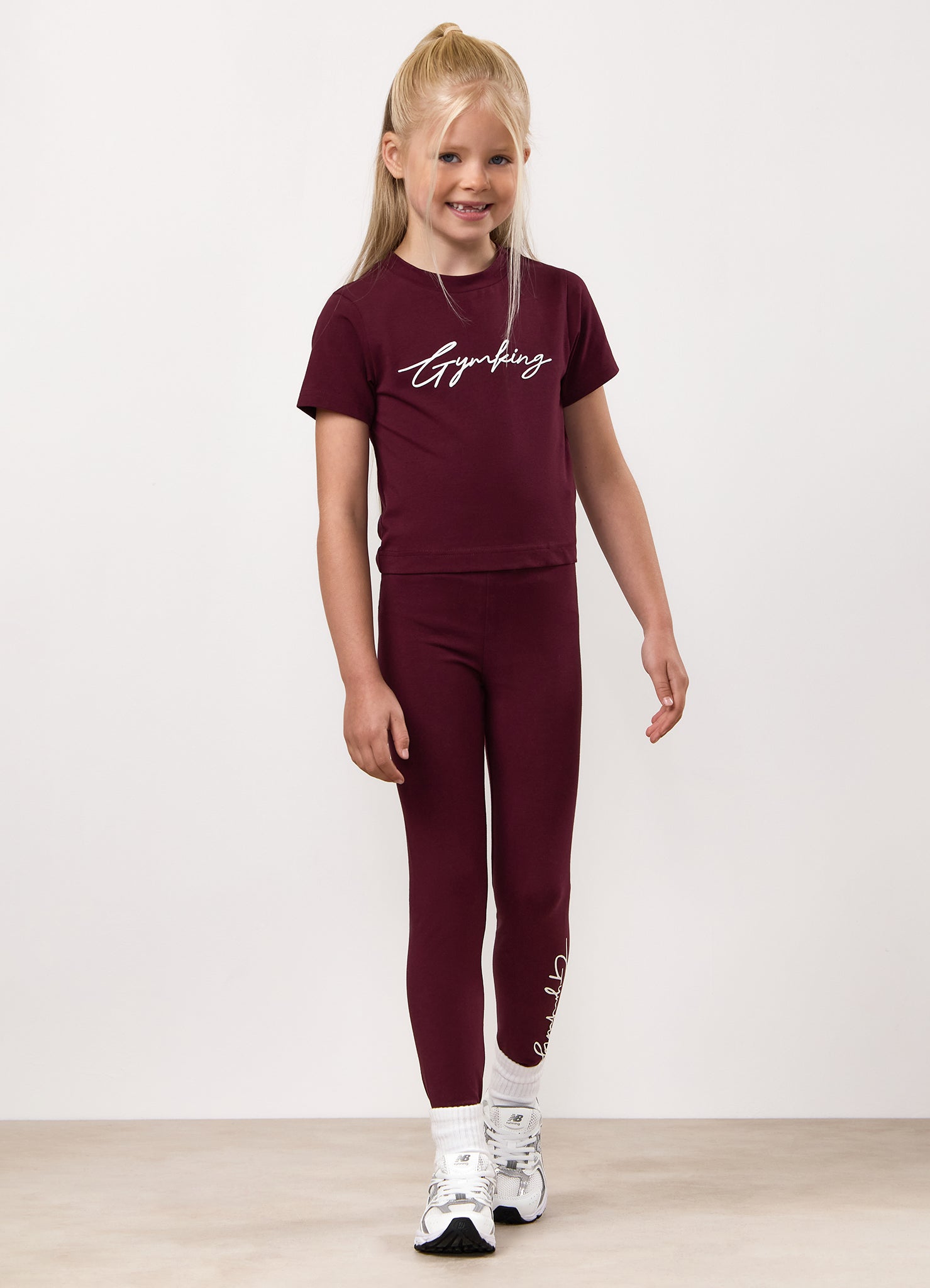 Gym King Kids Script Jersey Legging - Fig