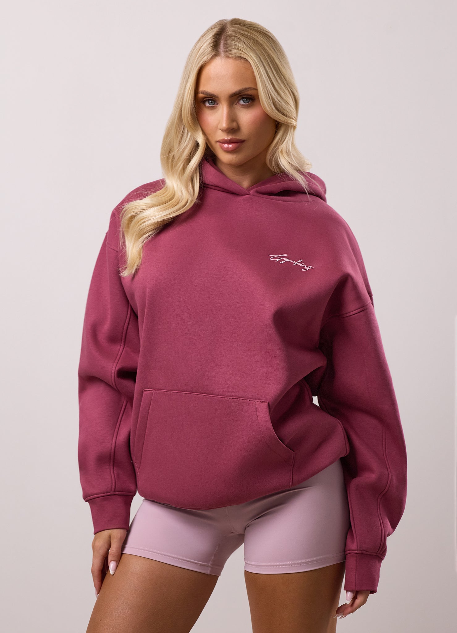 Gym King Script Fleece Hoodie - Berry